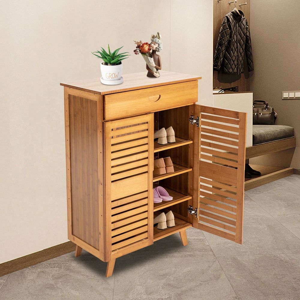 Drawer Organizer Bamboo - Bamboo Shoe Cabinet With 2 Doors