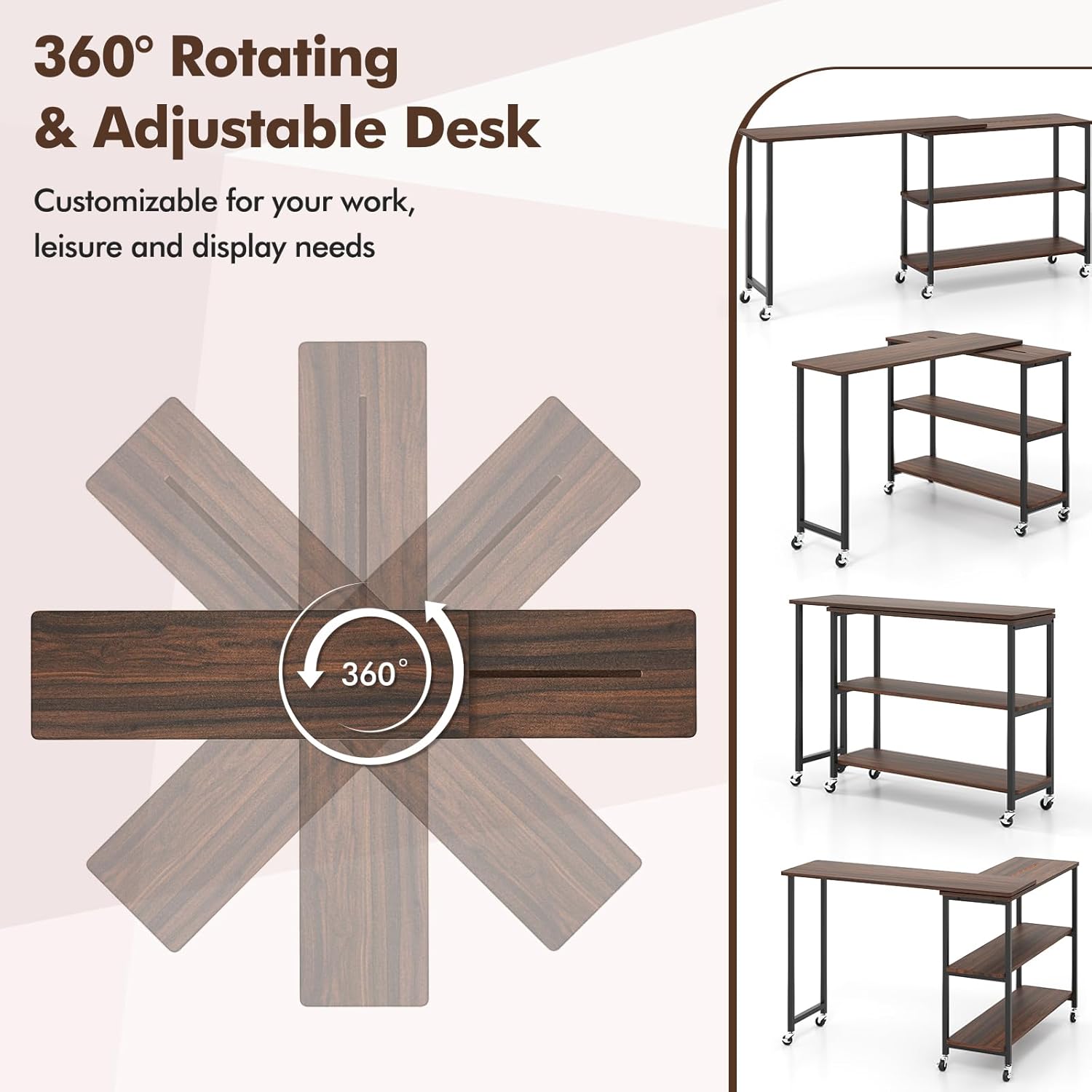 360° Rotating Side Table with  - Desk Setup Laptop 评论和价格
