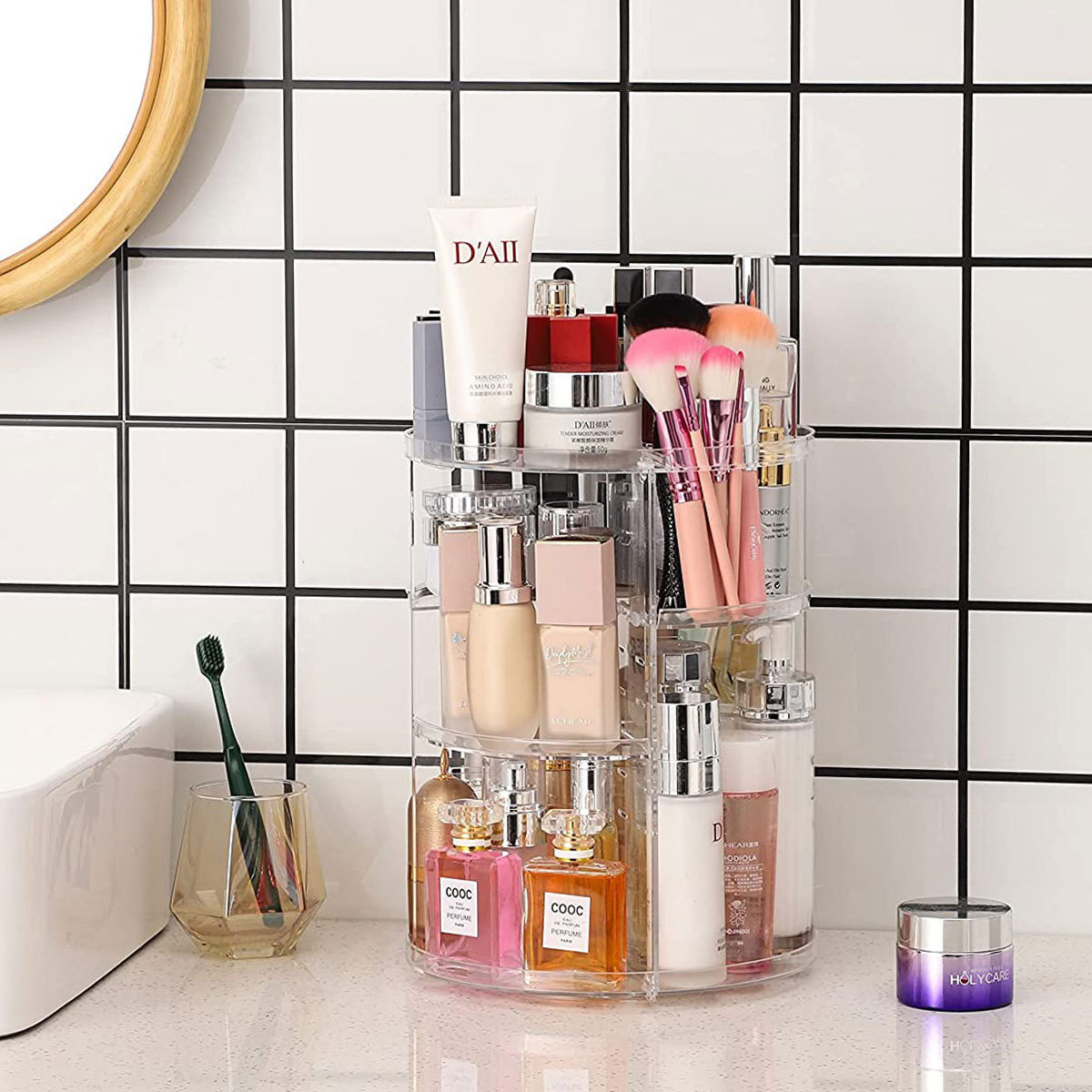 360-Degree Rotating Cosmetic S - Desk Setup Shelves 评论和价格