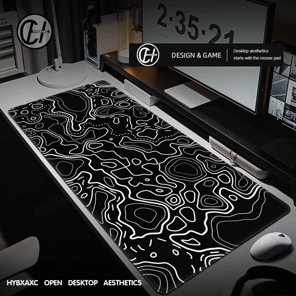 1200x600 Black White Topograph - Desk Setup Accessories Aesthetic 评论和价格