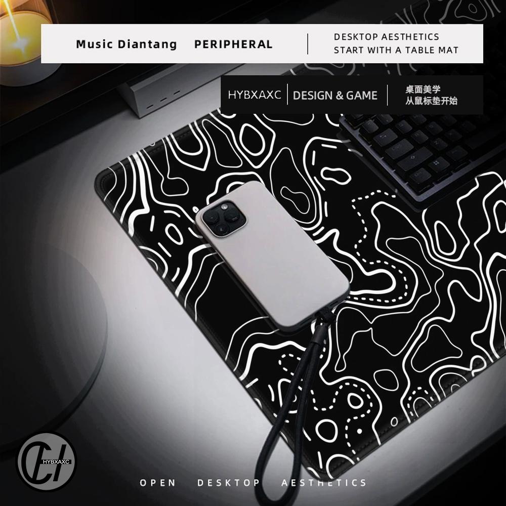 1200x600 Black White Topograph - Desk Setup Accessories Aesthetic 评论和价格