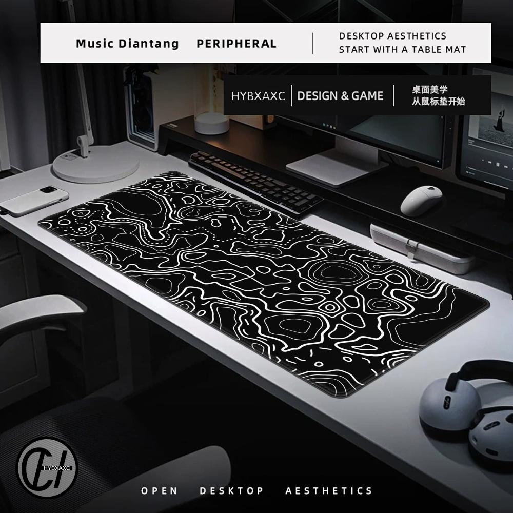 1200x600 Black White Topograph - Desk Setup Accessories Aesthetic 评论和价格