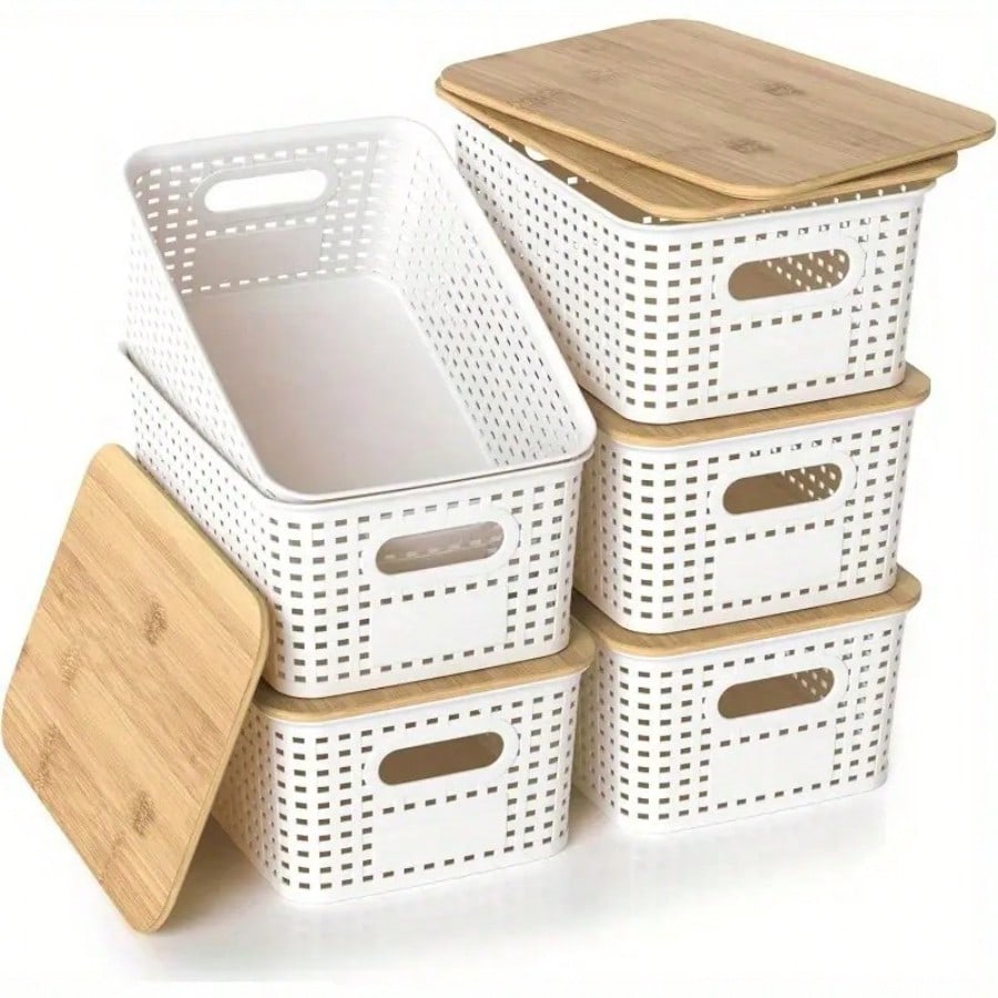 6 Pack Stackable Storage Bins  - Drawer Organizer Bamboo 评论和价格