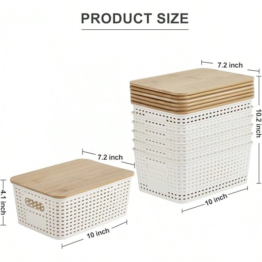 6 Pack Stackable Storage Bins  - Drawer Organizer Bamboo 评论和价格