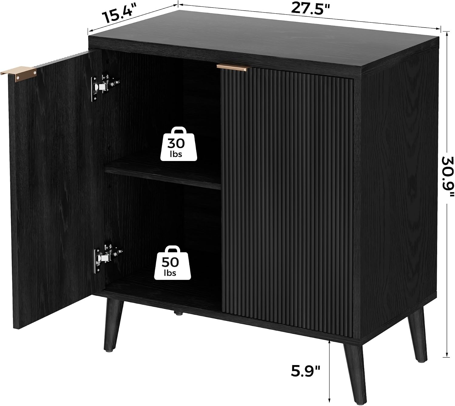 Fluted Buffet Cabinet With Sto - Desk Setup Shelves 评论和价格