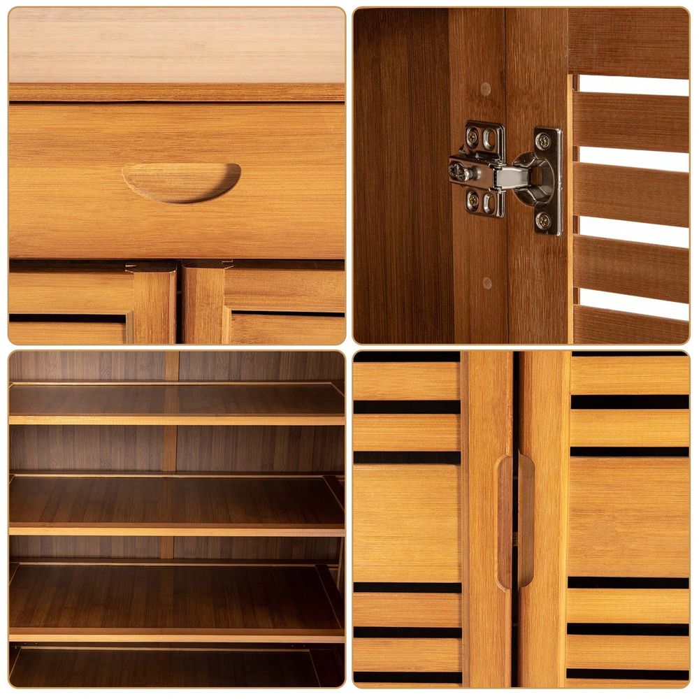 Bamboo Shoe Cabinet With 2 Doo - Drawer Organizer Bamboo 评论和价格