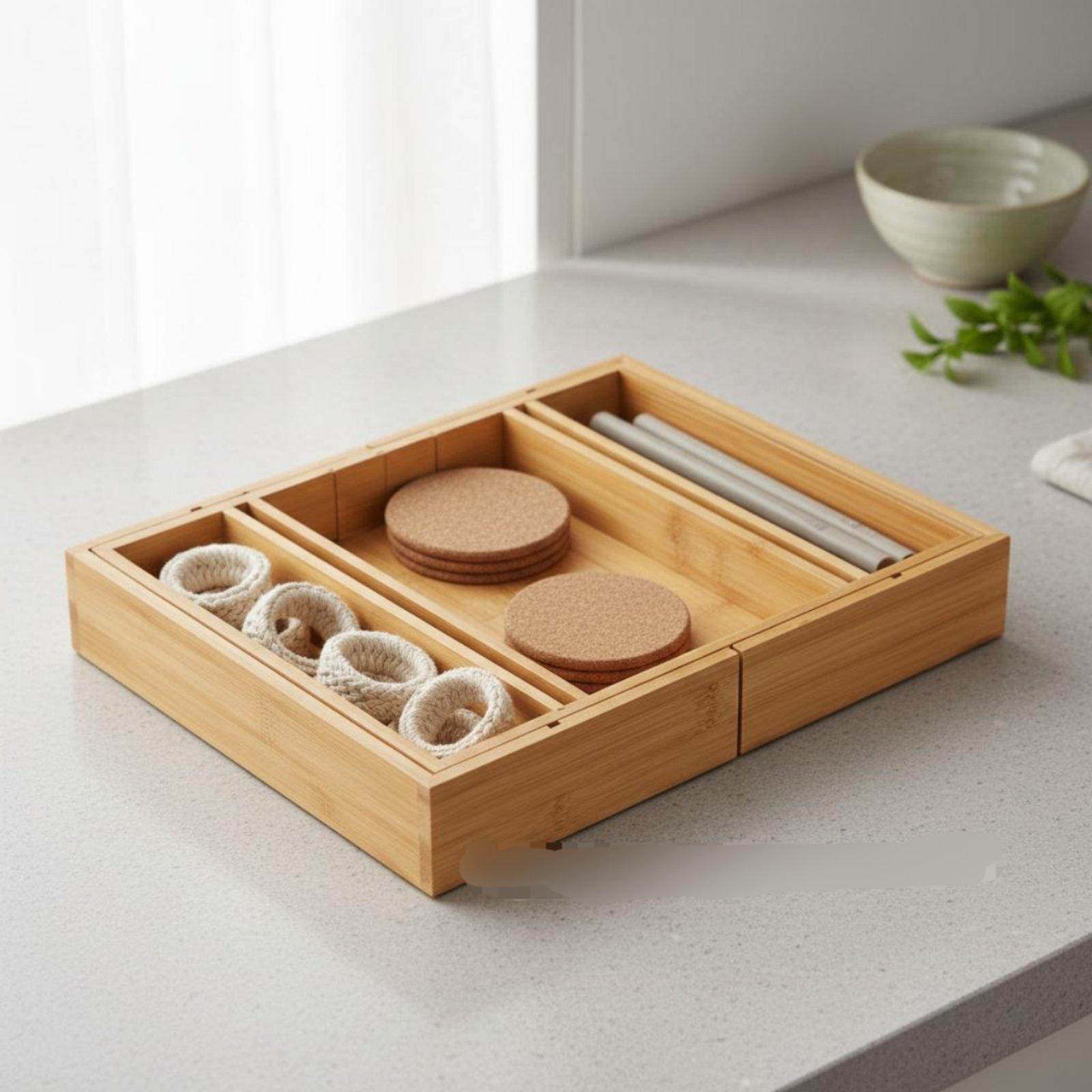 Adjustable Bamboo Utensil Draw - Drawer Organizer Bamboo 评论和价格