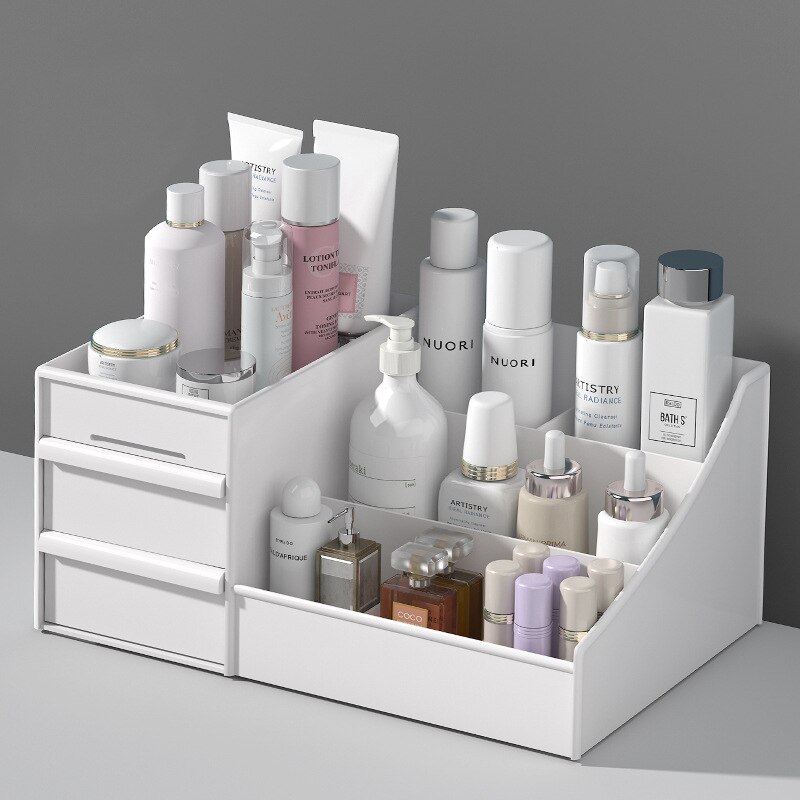 1PC White Plastic Makeup Stora - Desk Setup Shelves 评论和价格