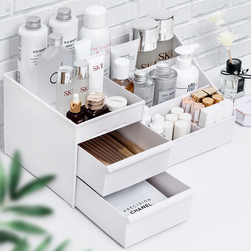 1PC White Plastic Makeup Stora - Desk Setup Shelves 评论和价格