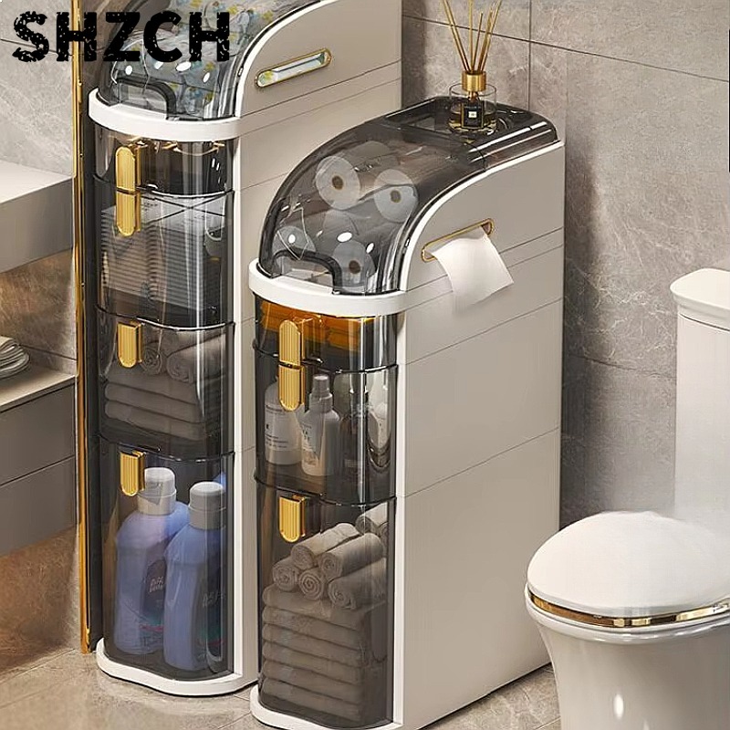 Slim Bathroom Storage Cabinet  - Drawer Organizer Bamboo 评论和价格
