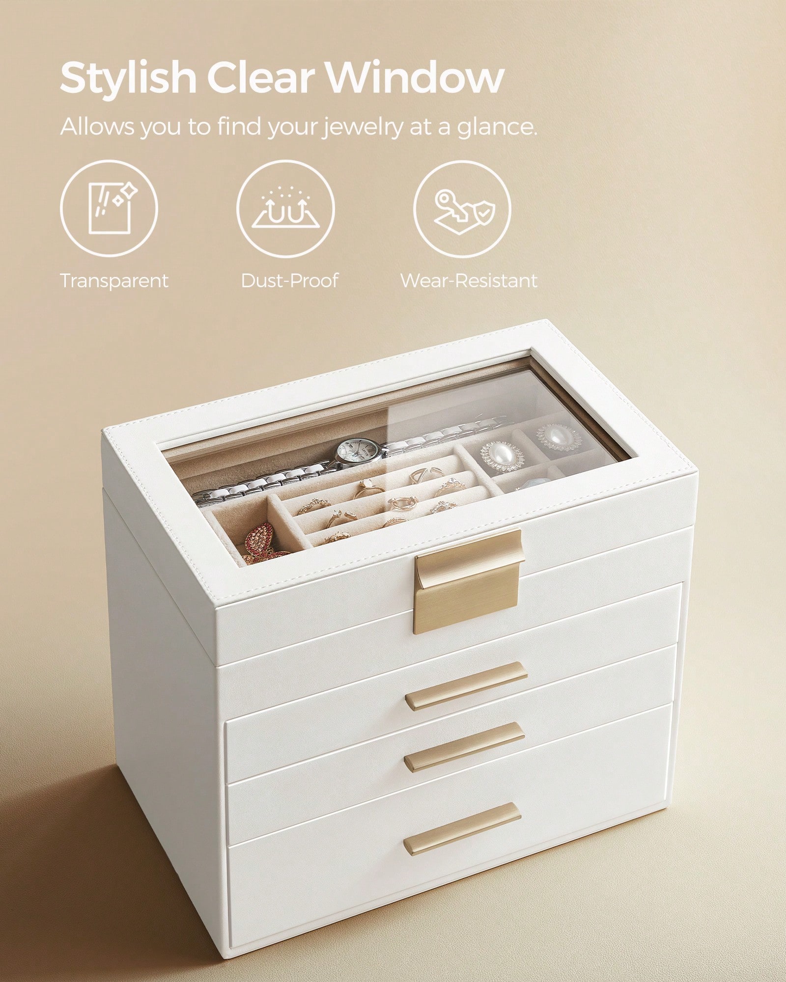 Upgraded 4-Layer Jewelry Stora - Drawer Organizer Bamboo 评论和价格