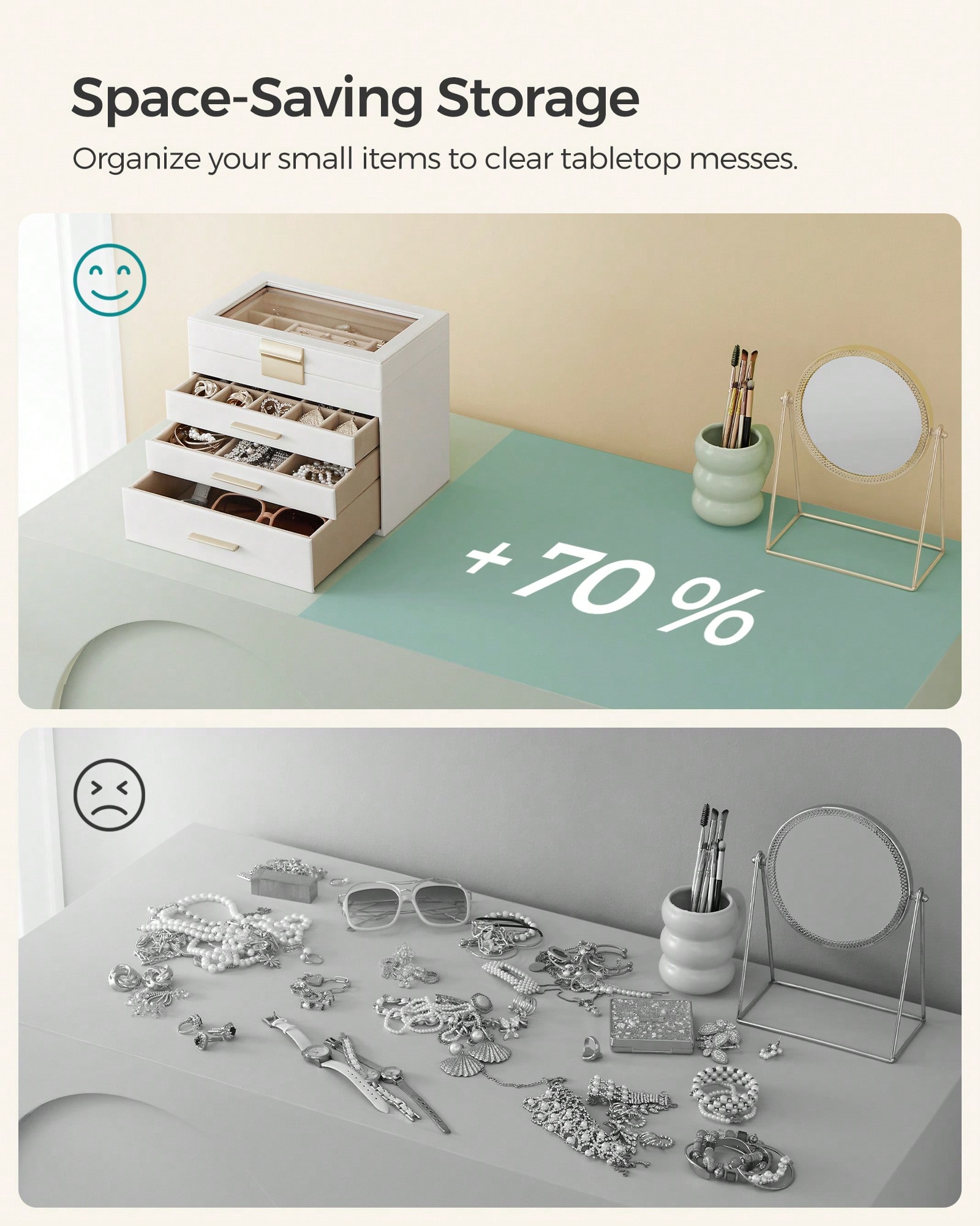Upgraded 4-Layer Jewelry Stora - Drawer Organizer Bamboo 评论和价格