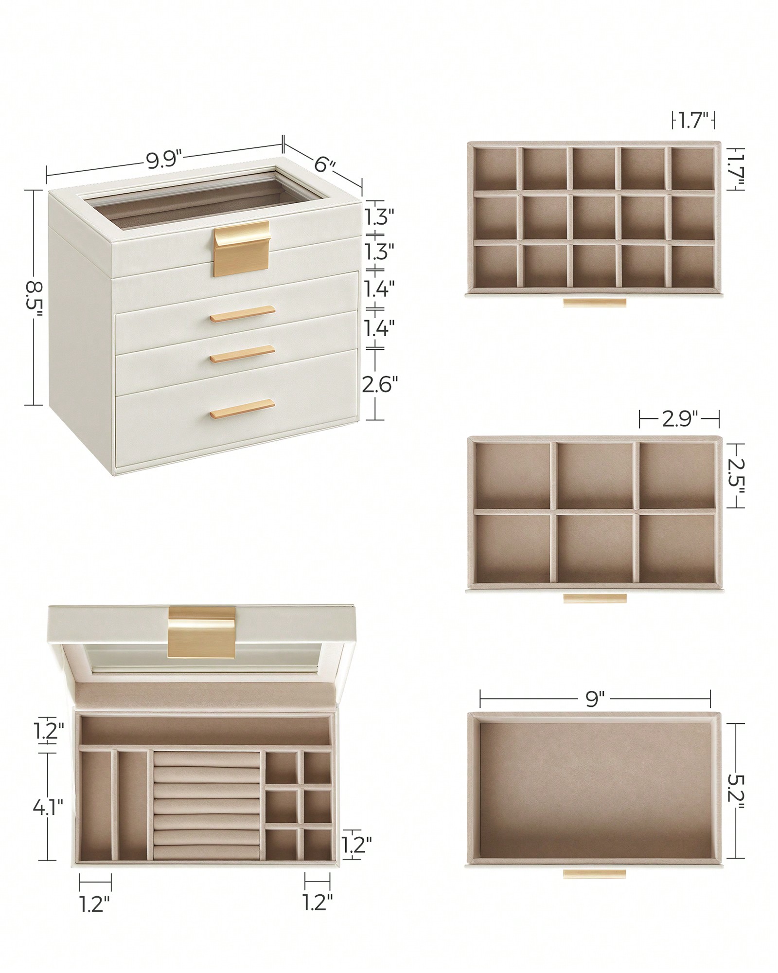 Upgraded 4-Layer Jewelry Stora - Drawer Organizer Bamboo 评论和价格