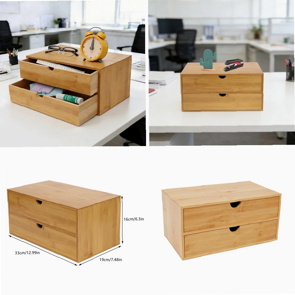 Desk Organizer, 2-Drawer Offic - Drawer Organizer Bamboo 评论和价格